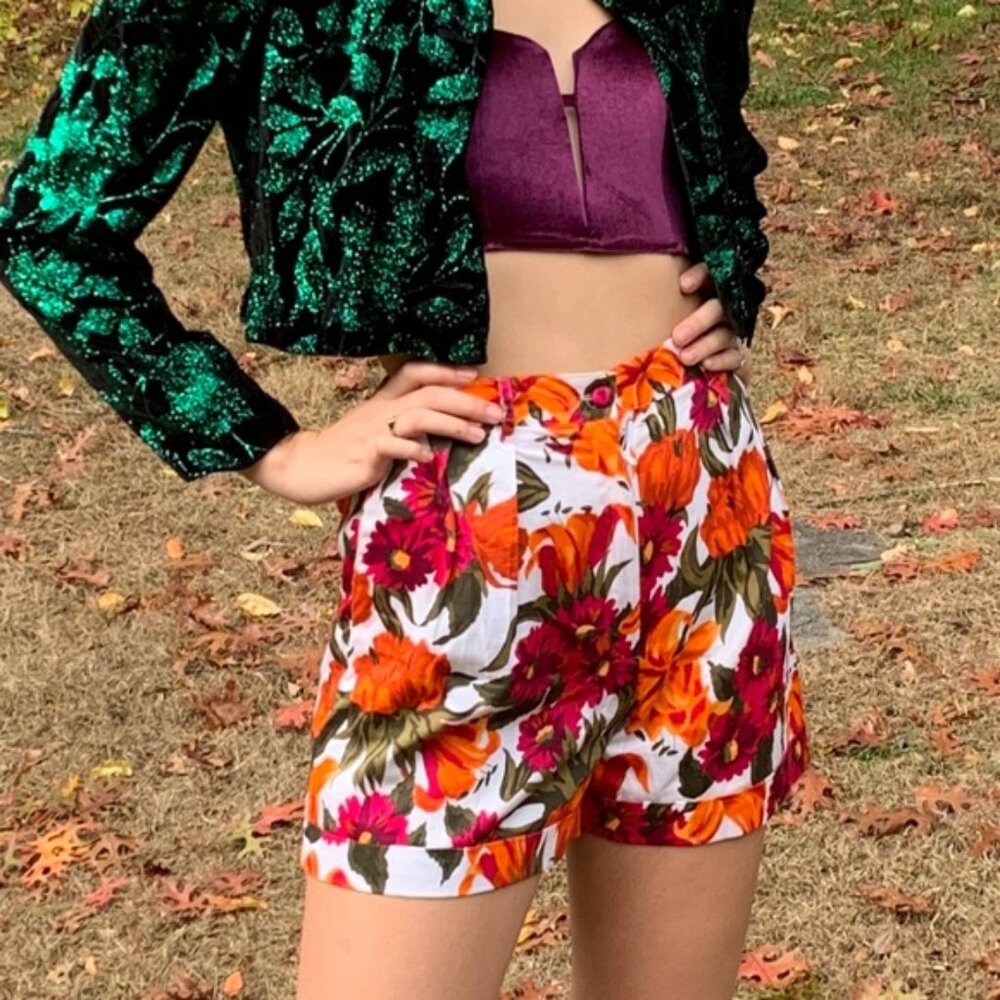Vintage High Waist Paisley Floral Print Festival Boho Cotton Shorts Lot - Picture 11 of 13